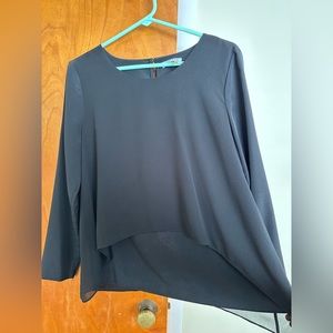 1. State Black Overlay Blouse Medium